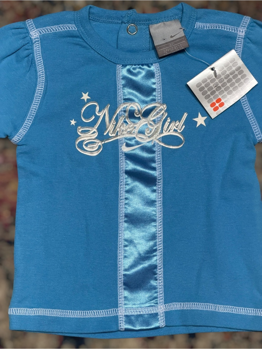 NEW Vintage Y2K Nike Frost Blue Toddler Girl‎ McBling Long Sleeve Top 12M Kids